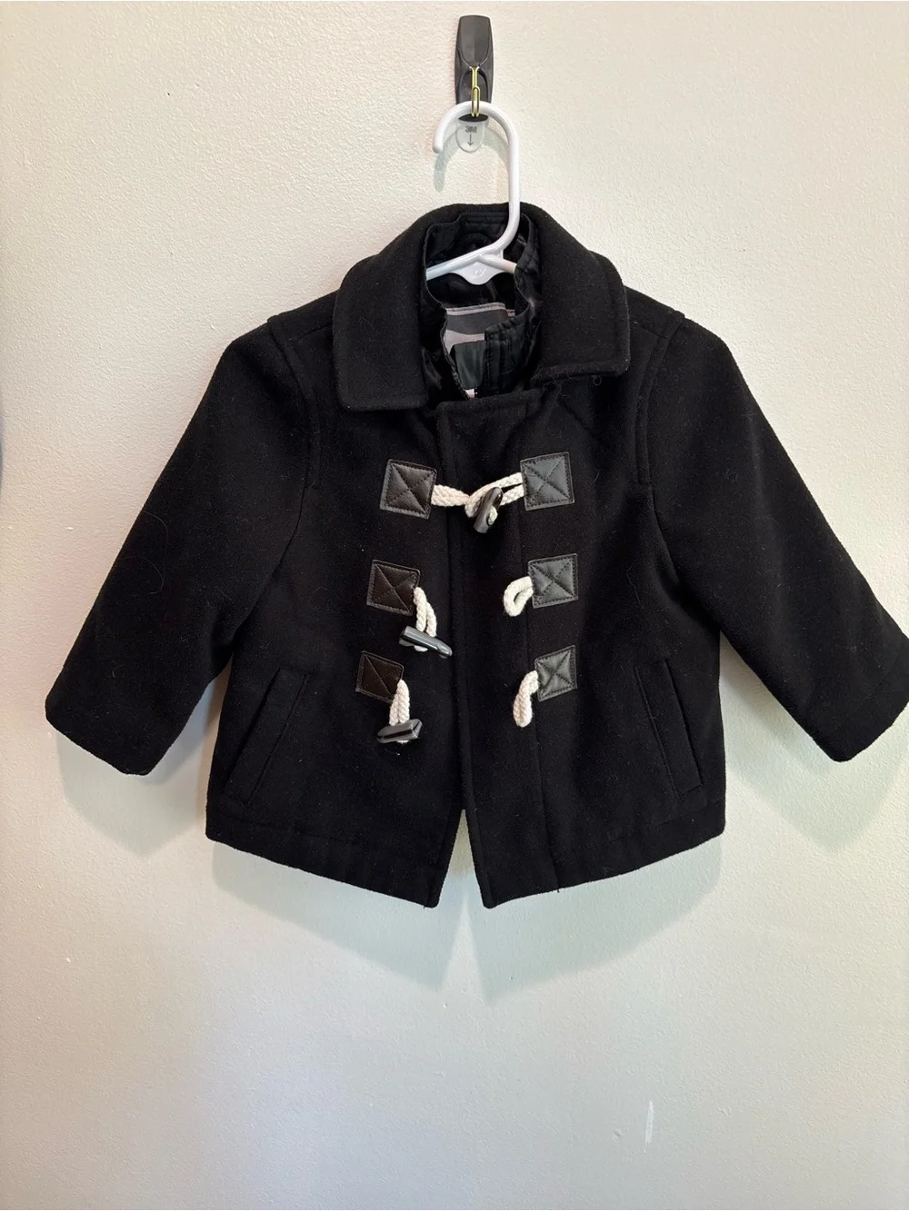 Cherokee Black Kids Toggle Pea Coat with Rope Closures 12 months